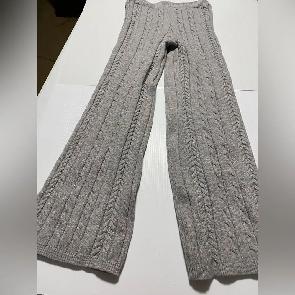 Chunky cozy Cable Knit sweater knit Pants girls kids gray 10/12